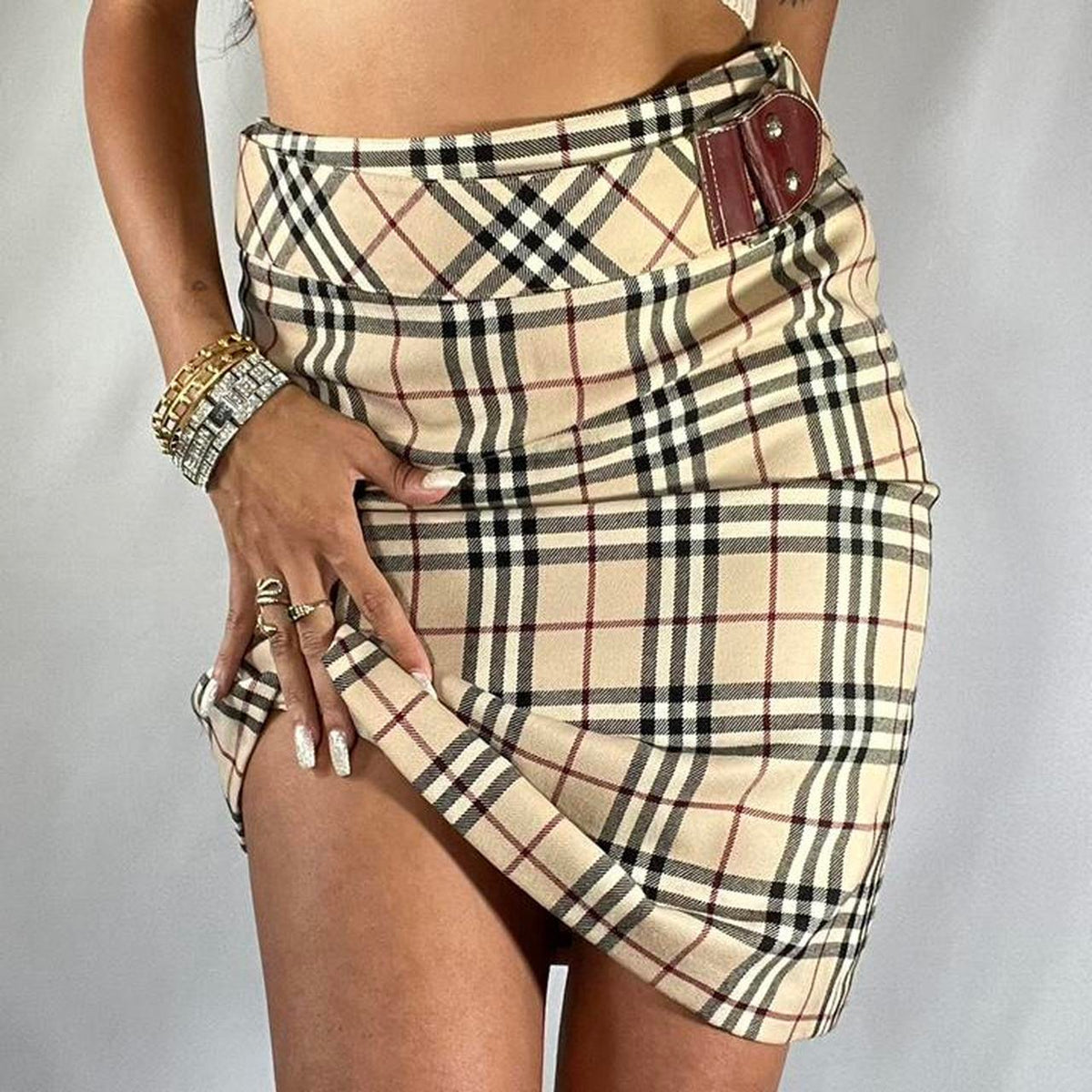 【DIMANCHE】24fw CLASSIC CHECK MINI SKIRT Iconic and Authentic Burberry Nova Check Mini Skirt S/M
