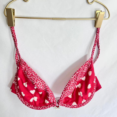 Extremely Rare Dolce and Gabbana Cupid/ Valentines Heart Print Red and White Bikini With “I Love DG” Charm Size Small