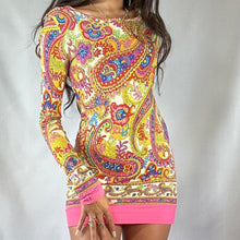 Load image into Gallery viewer, Extremely Rare 1990s Dolce and Gabbana Psychedelic Long Sleeve Mini Dress Size XXS/XS