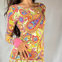 Load image into Gallery viewer, Extremely Rare 1990s Dolce and Gabbana Psychedelic Long Sleeve Mini Dress Size XXS/XS