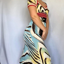 Load image into Gallery viewer, Authentic Early 2000s Robert Cavalli Open Back Multicolor Zebra/ Rainbow Print Dress