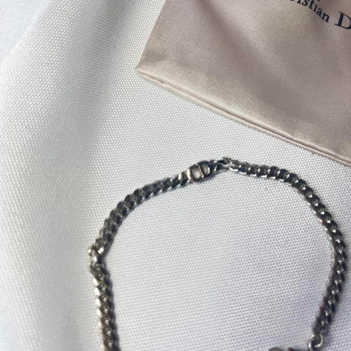Authentic Christian Dior “CD” Chain Link Bracelet in Silver with Dustbag Included