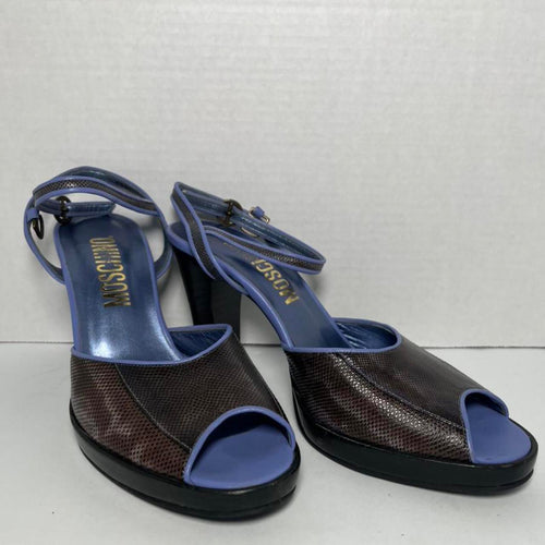 Authentic 1990s Black and Purple Moschino Snakeskin Heels