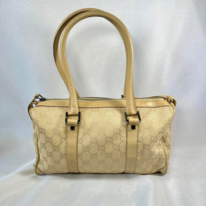 Authentic Gold and Cream Sparkly Gucci Monogram Boston Bag