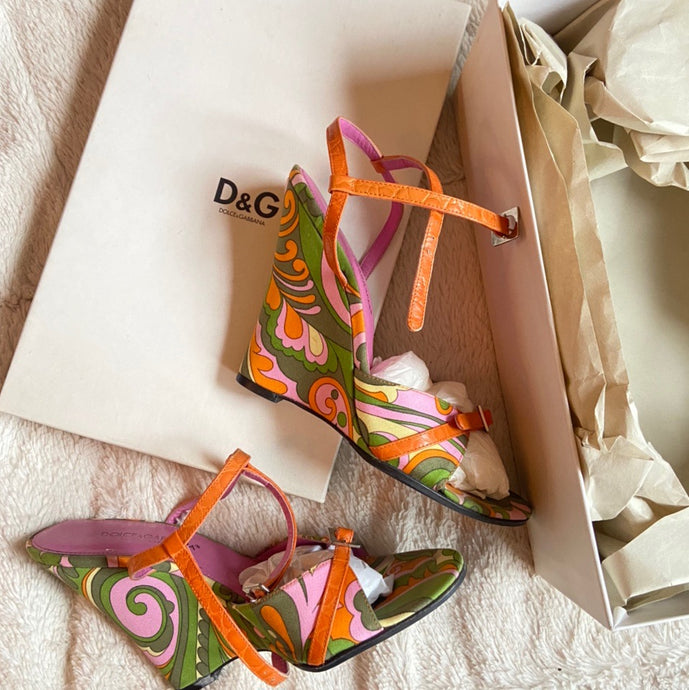 Authentic Summer of Love Dolce & Gabbana Psychedelic Heels size 6