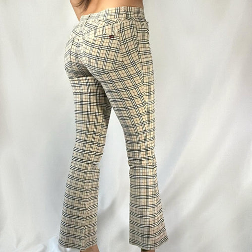 Iconic and Authentic Burberry Nova Check Flare Pants XS