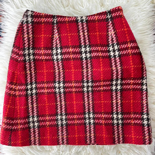 Perfect Condition Red Nova Check Burberry Mini Skirt Size XS/S