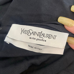 Authentic Yves Saint Laurent Rive Gauche black Long Exaggerated Sleeve Top from the early 1980s