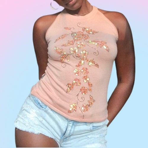 Authentic 1990s Moschino Pink and Sequin Top