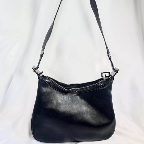 1990s Large Black Leather Gucci Tom Ford Tote w “G” Zipper/Silver Detailing