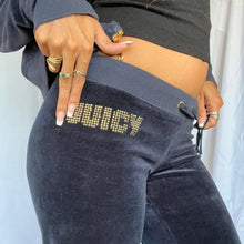 Load image into Gallery viewer, Authentic Brown Blue Blinged Out “Fun is Back” Full Juicy Couture Velour TrackSuit Size S