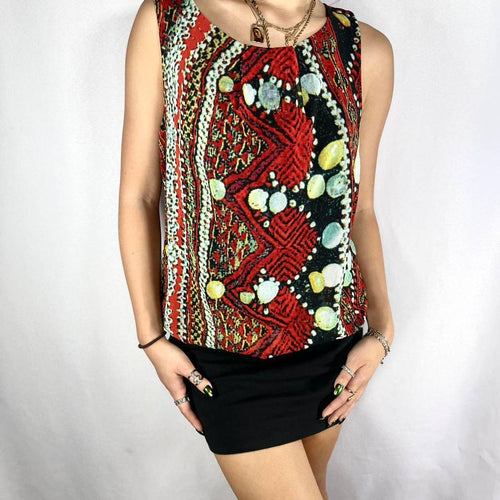 Vintage Late 1990s Vivienne Tam Snake/ Eclectic Pattern Dress size XS/S