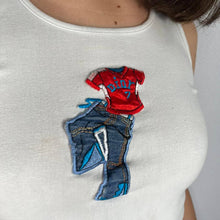 Load image into Gallery viewer, Early 2000s Y2K Christian Dior “Dior” Write Out Jean Patchwork top Size XS/S